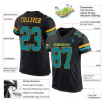 Personalized Football Jersey in Black Teal and Gold Mesh - Custom Sports Apparel Personalized Black Teal-Gold Mesh Football