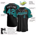 Personalized Baseball Jersey for Men in Black Teal-Gray Raglan Sleeves Personalized Black Teal-Gray Raglan Sleeves Baseball