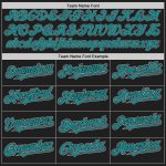 Personalized Baseball Jersey for Men in Black Teal-Gray Raglan Sleeves Personalized Black Teal-Gray Raglan Sleeves Baseball