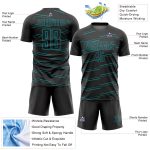Personalized Soccer Jersey - Black Teal Lines Sublimation Uniform for Teams Personalized Black Teal Lines Sublimation Soccer