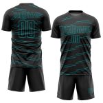 Personalized Soccer Jersey - Black Teal Lines Sublimation Uniform for Teams Personalized Black Teal Lines Sublimation Soccer