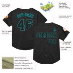 Personalized Teal Black Mesh Baseball Jersey - Custom Throwback Style 3 Personalized Black Teal Mesh Throwback Baseball Jersey
