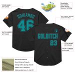 Personalized Black Teal Baseball Jersey - Throwback Mesh Design, Size 4 Personalized Black Teal Mesh Throwback Baseball Jersey
