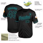 Personalized Black Teal Baseball Jersey - Throwback Mesh Design for Men Personalized Black Teal Mesh Throwback Baseball Jersey