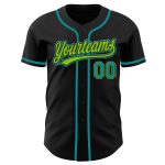 Custom Name Number Black Teal Neon Green Baseball Jersey - Personalized Authentic Team Jersey Personalized Black Teal-Neon