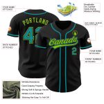 Custom Name Number Black Teal Neon Green Baseball Jersey - Personalized Authentic Team Jersey Personalized Black Teal-Neon