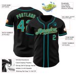 Custom Authentic Baseball Jersey with Personalized Name and Number - Black Teal and Old Gold Design Personalized Black Teal-Old