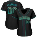 Custom Personalized Baseball Jersey with Name and Number in Black, Teal, and Old Gold - Drift Fashion Team Gear Personalized