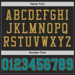 Custom Personalized Football Jersey with Black Teal and Gold Mesh - Team Name & Number Personalized Black Teal-Old Gold Mesh