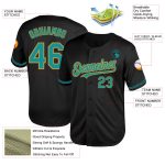 Customizable Baseball Jersey with Personalized Name & Number - Black Teal Old Gold Mesh Authentic Throwback Design Personalized