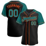 Custom Name Number Personalized Black Teal Orange Baseball Jersey Authentic Raglan Sleeves Team Apparel Personalized Black