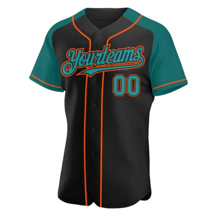 Custom Name Number Personalized Black Teal Orange Baseball Jersey Authentic Raglan Sleeves Team Apparel Personalized Black