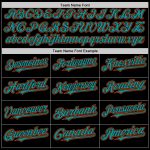 Custom Team Name Number Hoodie Jacket Two Tone Bomber Varsity Letterman Black Teal Orange Full-Snap Personalization Personalized