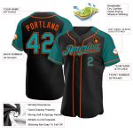 Personalized Black Teal Orange Baseball Jersey with Raglan Sleeves Personalized Black Teal-Orange Raglan Sleeves Baseball