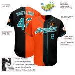 Personalized Fashion Baseball Jersey in Black Teal-Orange Split Style Personalized Black Teal-Orange Split Fashion Baseball