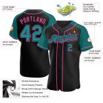 Custom Name and Number Personalized Baseball Jersey Black Teal-Pink Authentic Raglan Sleeves Personalized Black Teal-Pink