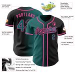 Personalized Fashion Baseball Jersey in Black Teal-Pink Gradient Design Personalized Black Teal-Pink Gradient Fashion Baseball