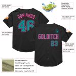 Custom Name and Number Black Teal-Pink Mesh Baseball Jersey - Personalized Authentic Throwback Team Jersey Personalized Black