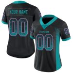 Custom Name and Number Personalized Football Jersey - Black Teal-Pink Mesh Drift Fashion Team Jersey Personalized Black Teal-Pink