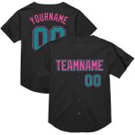 Personalized Black Teal Pink Baseball Jersey - Throwback Mesh Style Personalized Black Teal-Pink Mesh Throwback Baseball