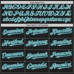 Personalized Teal Black Pinstripe Two-Button Unisex Softball Jersey Personalized Black Teal Pinstripe Gray Two-Button Unisex