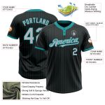Custom Name and Number Personalized Black Teal Pinstripe Softball Jersey Unisex Two-Button Design Personalized Black Teal