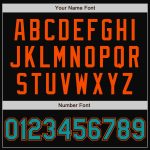 Personalized Black Teal Pinstripe Orange Varsity Letterman Bomber Jacket Full-Snap Personalized Black Teal Pinstripe Orange
