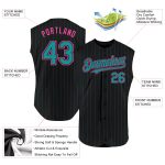 Custom Name Number Black Teal Pinstripe Sleeveless Baseball Jersey - Personalized Authentic Team Jersey Personalized Black