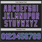 Custom Name and Number Personalized Unisex Softball Jersey Black Teal Pinstripe Purple White Two-Button Design Personalized