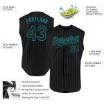 Custom Personalized Teal Black Pinstripe Baseball Jersey - Authentic Sleeveless Team Jersey with Name and Number Personalized
