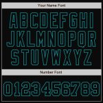 Custom Name Number Black Teal Pinstripe Bomber Varsity Letterman Jacket - Personalized Full-Snap Team Jacket Personalized