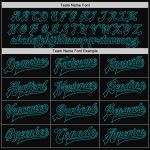 Custom Name Number Black Teal Pinstripe Bomber Varsity Letterman Jacket - Personalized Full-Snap Team Jacket Personalized