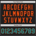 Custom Teal Orange Personalized Baseball Jersey with Black Teal Pinstripes - Team Name & Number Personalized Black Teal Pinstripe