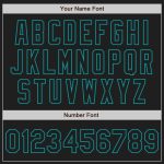 Personalized Unisex Softball Jersey Black Teal Pinstripe Two-Button Classic Design Personalized Black Teal Pinstripe Teal