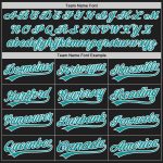 Personalized Authentic Baseball Jersey - Black Teal Pinstripe Teal-White Design Personalized Black Teal Pinstripe Teal-White