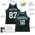 Custom Black Teal Pinstripe Basketball Jersey with Personalized Name & Number - Authentic Team Apparel Personalized Black