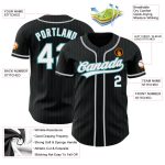 Custom Name and Number Personalized Baseball Jersey | Black Teal Pinstripe White Gray Authentic Personalized Black Teal Pinstripe
