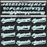 Custom Name and Number Personalized Baseball Jersey | Black Teal Pinstripe White Gray Authentic Personalized Black Teal Pinstripe