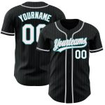 Personalized Black Teal Pinstripe Baseball Jersey - White Gray Personalized Black Teal Pinstripe White-Gray Baseball Jersey
