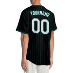 Personalized Teal Black Pinstripe Baseball Jersey for Men and Women Personalized Black Teal Pinstripe White-Teal Baseball