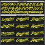 Custom Name Number Softball Jersey Unisex Black Teal Pinstripe Yellow Two-Button Design Personalized Black Teal Pinstripe