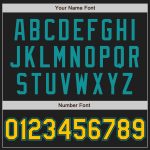 Custom Name Number Softball Jersey Unisex Black Teal Pinstripe Yellow Two-Button Design Personalized Black Teal Pinstripe