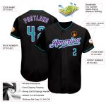 Custom Name and Number Black Teal-Purple Authentic Baseball Jersey - Personalized Team Apparel Personalized Black Teal-Purple