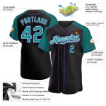 Custom Name Number Baseball Jersey - Personalized Black Teal Purple Authentic Raglan Sleeves Personalized Black Teal-Purple
