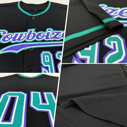 Custom Black Teal Purple Baseball Jersey - Personalized Sports Apparel Personalized Black Teal-Purple Baseball Jersey