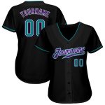 Custom Black Teal Purple Baseball Jersey - Personalized Sports Apparel Personalized Black Teal-Purple Baseball Jersey