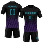Personalized Geometric Volleyball Uniform Jersey - Black Teal-Purple Sublimation Design Personalized Black Teal-Purple Geometric
