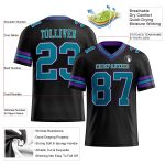 Personalized Football Jersey Black Teal Purple Mesh - Customizable Size 2 Personalized Black Teal-Purple Mesh Football Jersey