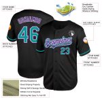 Personalized Black Teal Purple Throwback Baseball Jersey for Men and Women Personalized Black Teal-Purple Mesh Throwback