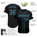 Custom Name Number Authentic Baseball Jersey - Personalized Black Teal Red Team Jersey Personalized Black Teal-Red Authentic